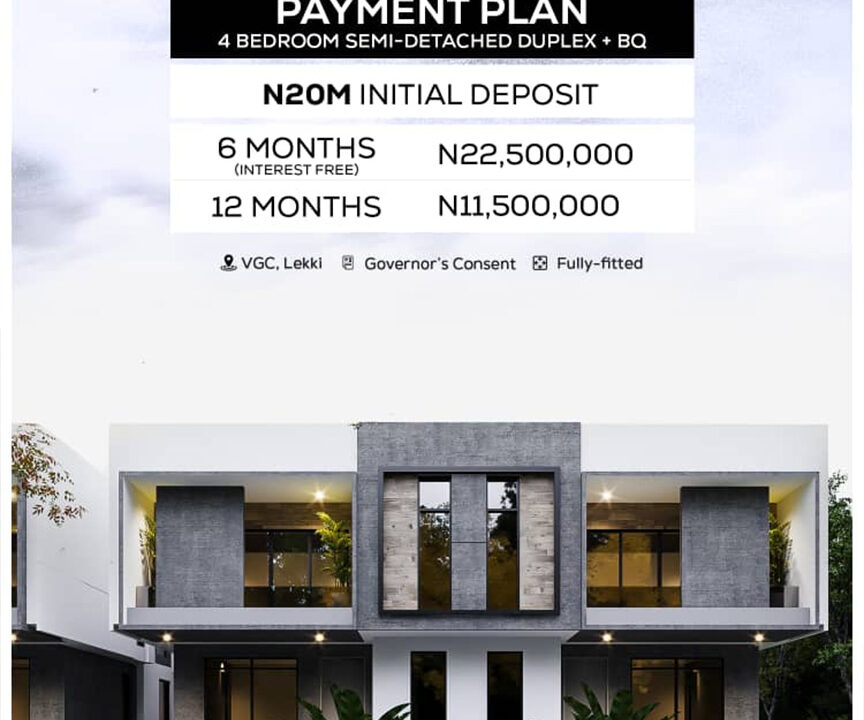 4 bed semi detached payment plan