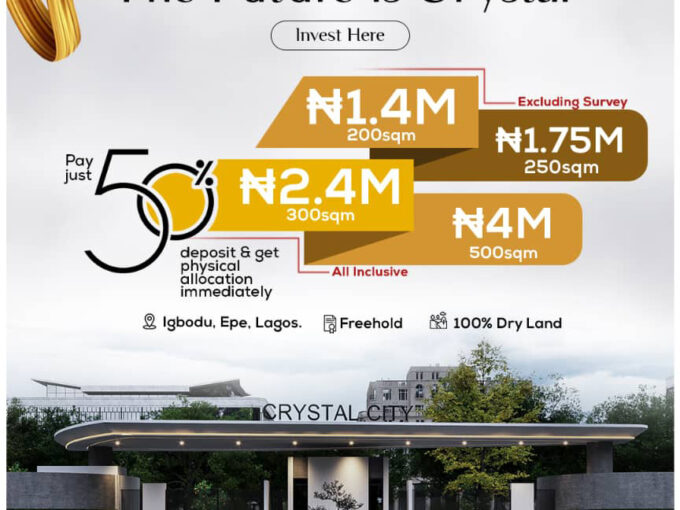 Crystal city | Promise Banks | primis bank | Promiseone Banks | Epe Land | Land in epe